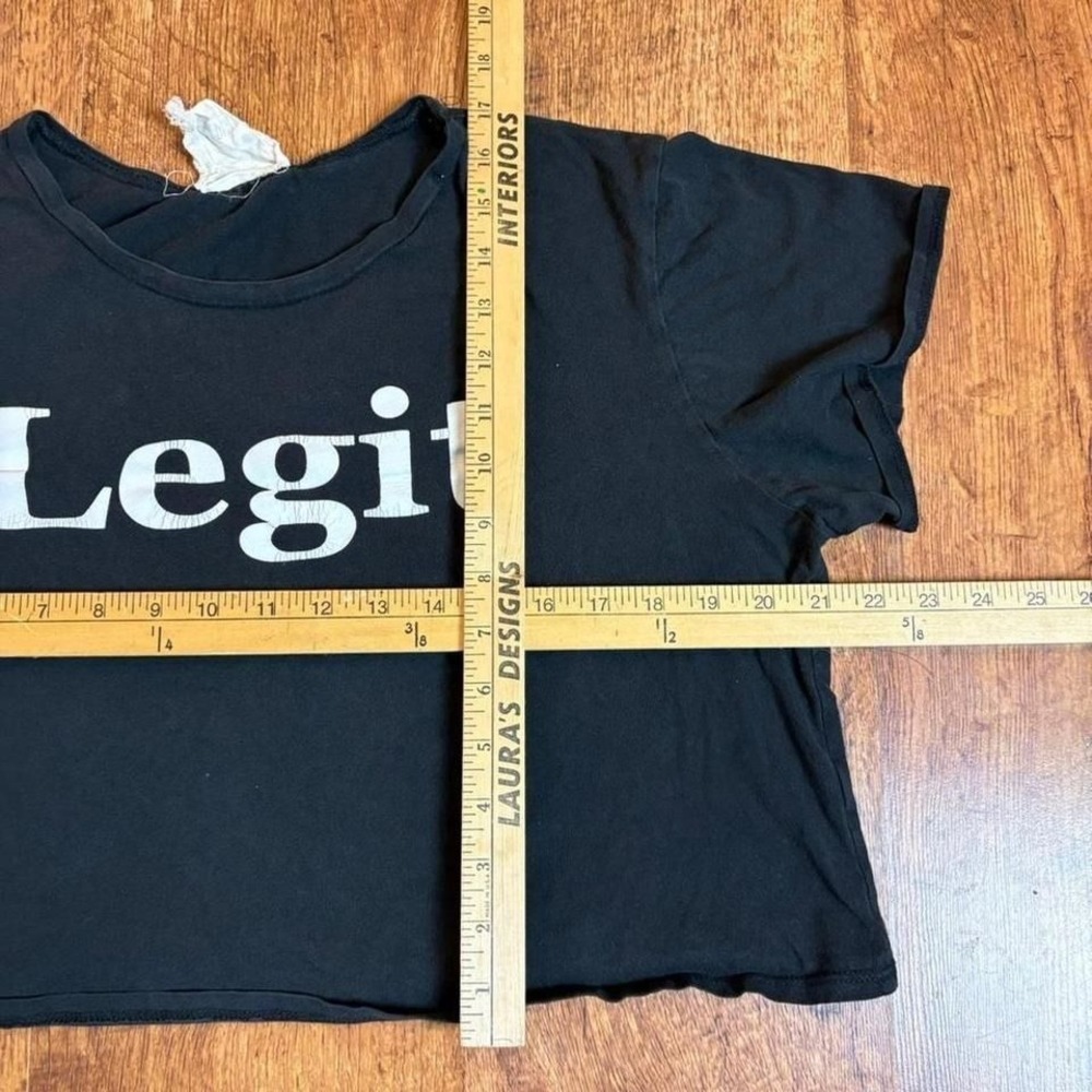 faded French Pastry "Legit" crop top w/ white lettering front & back. Item 508 - Picture 6 of 7